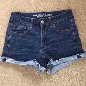 American Eagle High Rise Dark Wash Denim Shorts